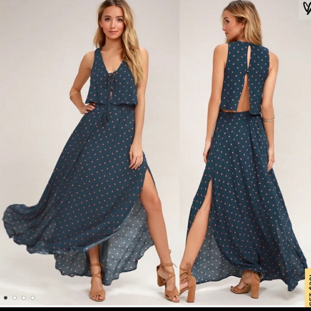 [Lulus] Phaedra Blue Maxi Dress